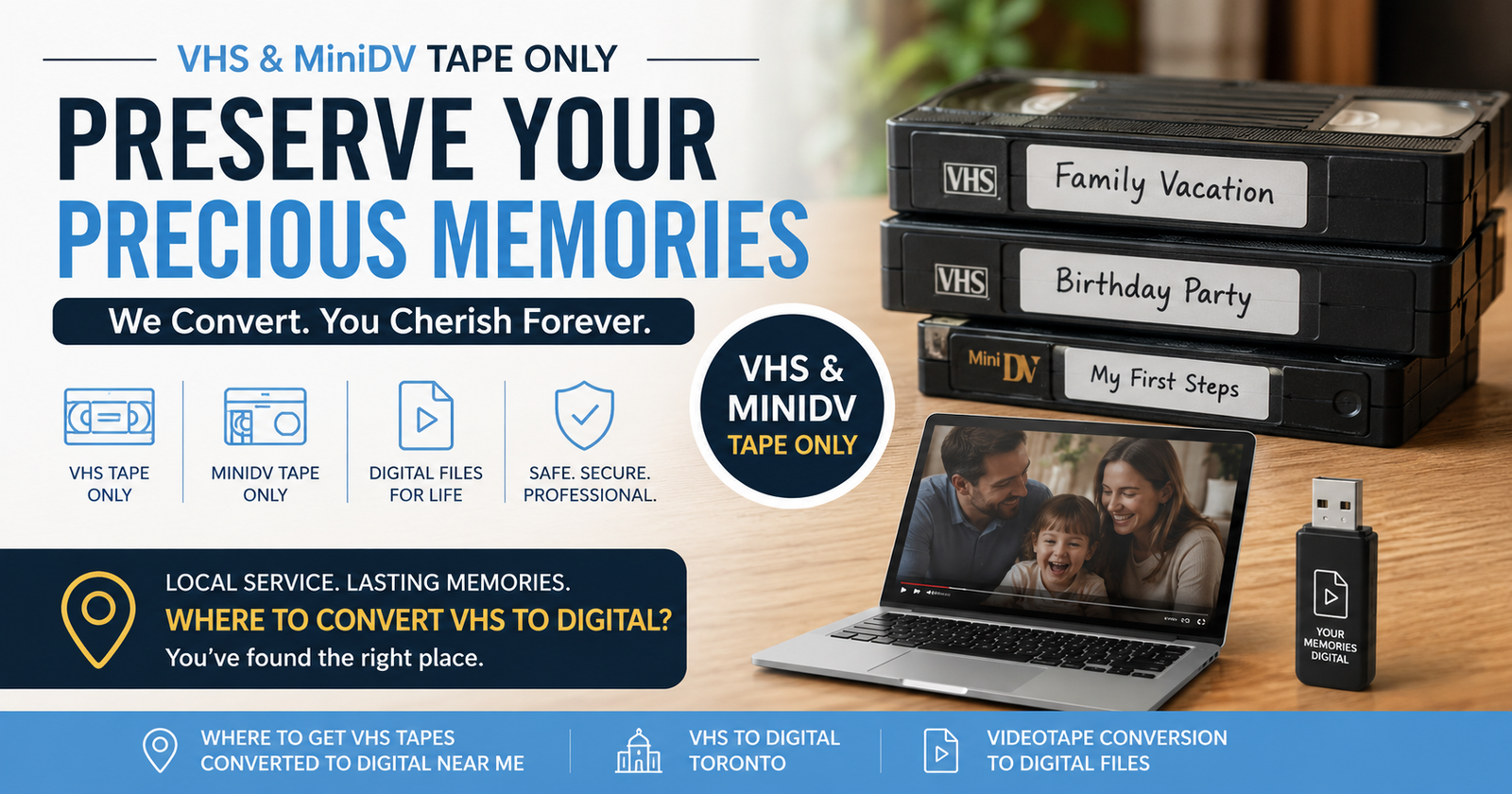 Convert VHS & MiniDV Tapes to Digital Files